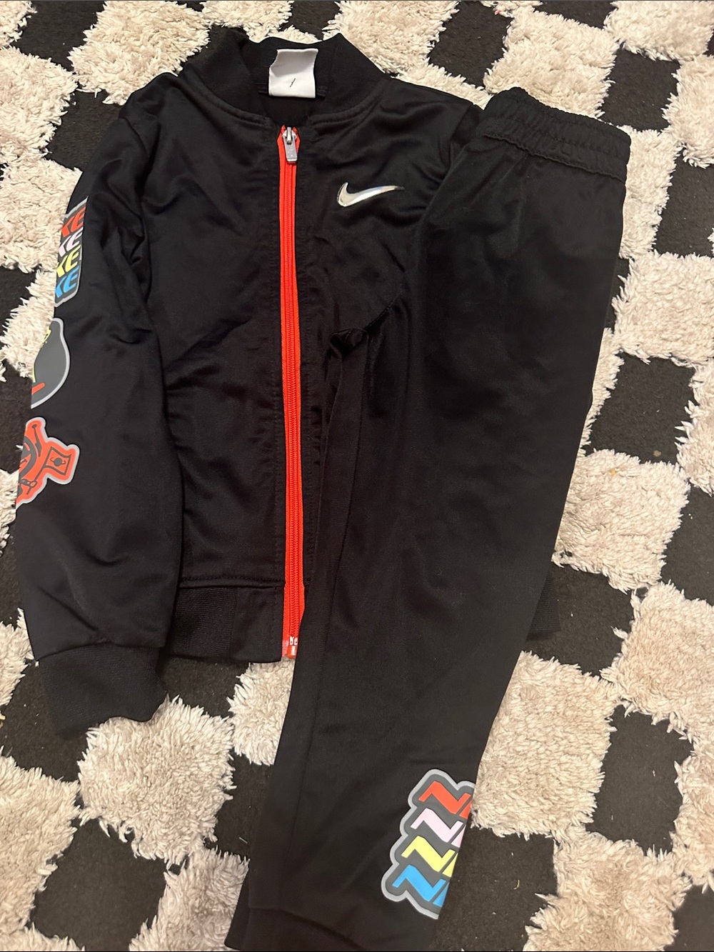 Nike Kids Black Sweatpants & Joggers Set with Red Zip